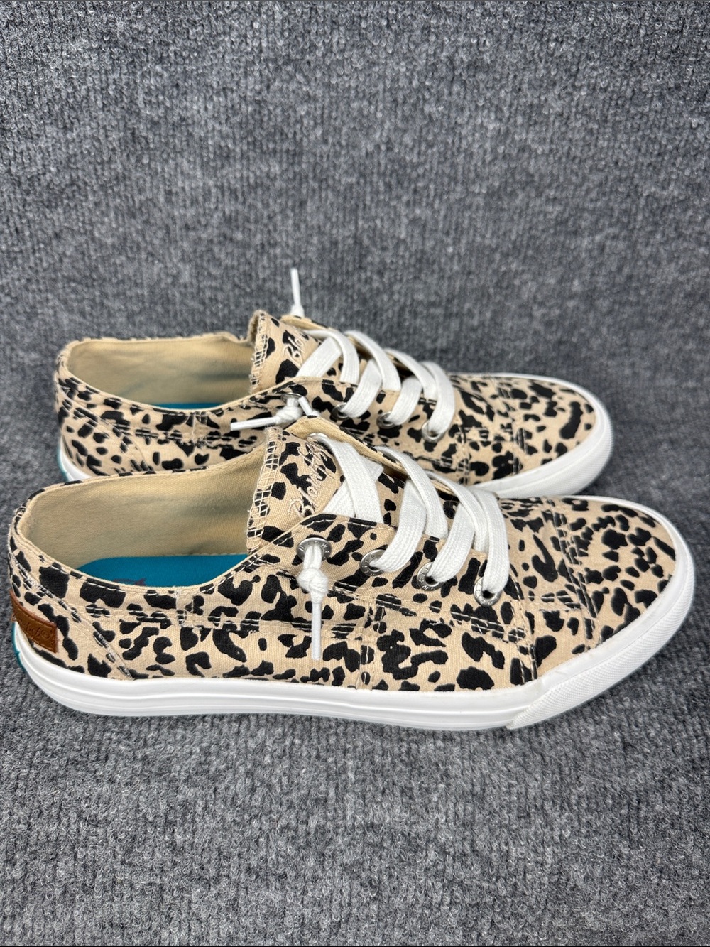 Blowfish Malibu Leopard Print Low-Top Canvas Sneakers Beige/Black Size 10 New